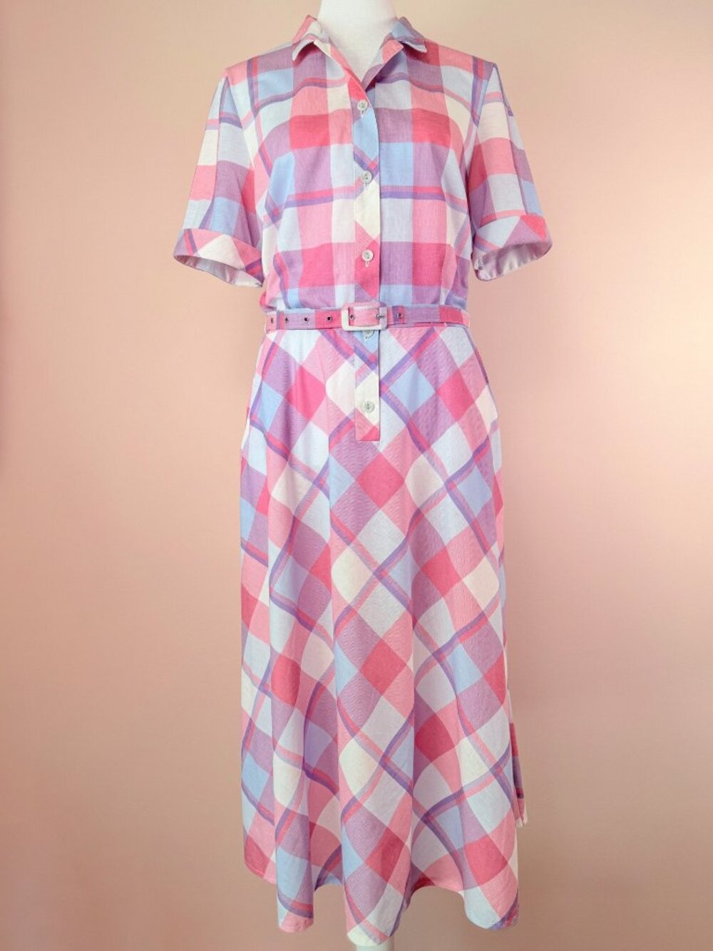 Vintage 1950s Plaid Shirt Dress